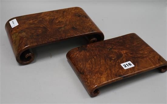 Two Chinese burr hardwood scholars stands